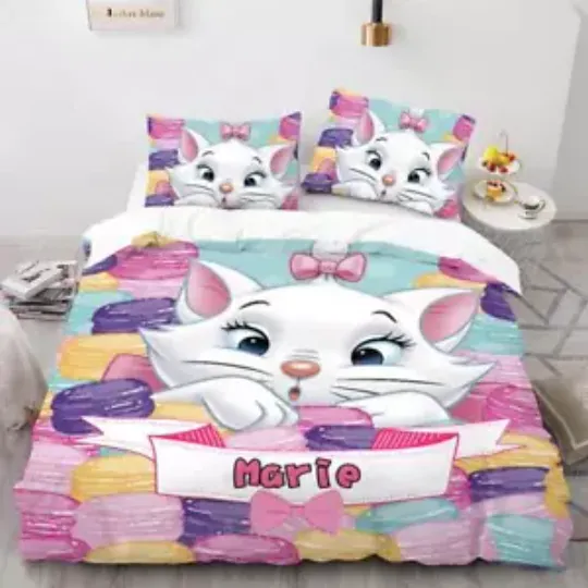 Discover Disney Marie Cat 3D The Aristocats 17# Quilt Duvet Cover Set Bed Linen