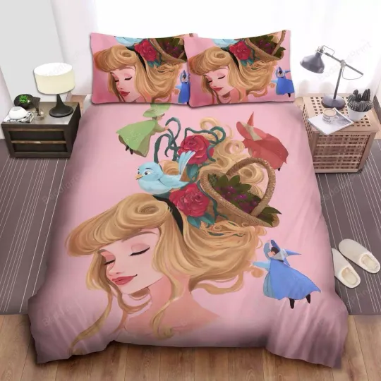 Discover Disney Princess Aurora And 3 Good Fairies Illustration Quilt Duvet Cover Set