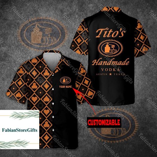 Discover Halloween Titos Hawaiian Shirt, Tito Hawaiian Shirt, Titos Vodka Hawaiian Shirts, Vodka Button Up Shirt, Custom Name Hawaiian Shirt
