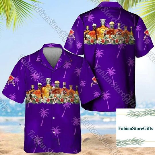 Halloween Crown Royal Shirt, Royal Hawaiian Shirt, Crown Royal Button Up Shirt, Whiskey Hawaii Shirt, Whiskey Men Shirt
