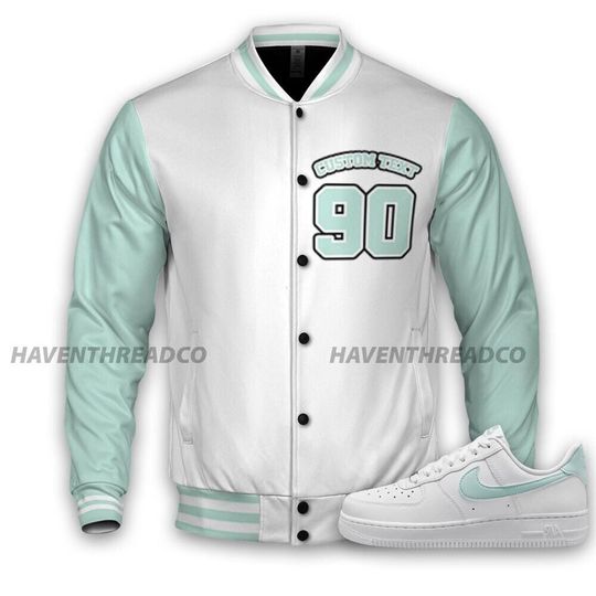Discover AF 1 Low Jade Ice White Unisex Varsity Jacket, Good Things Varsity Custom, Custom Baseball Jacket