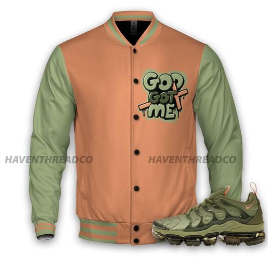 VaporMax Plus Alligator Unisex Varsity Jacket, God Got Me Varsity Custom, Custom Baseball Jacket