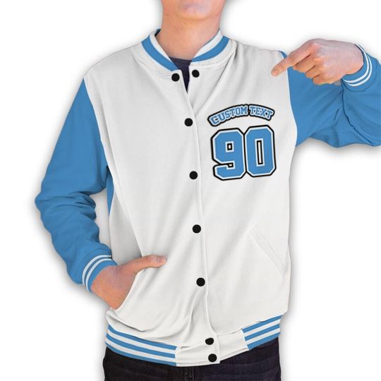 Discover AJ 17 Carolina Blue Univercitii Unisex Varsity Jacket, Hustle Like Broke Varsity Custom, Custom Baseball Jacket