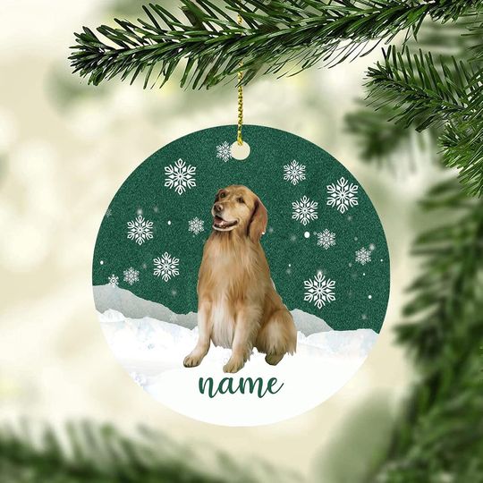 Golden Retriever Christmas Ornament, Personalized Pets Ornaments, Custom Pets Name Christmas Bauble, Memorial Gifts for Pets Mom Dad, Keepsake Christmas Tree Decorations Hanging Ornaments