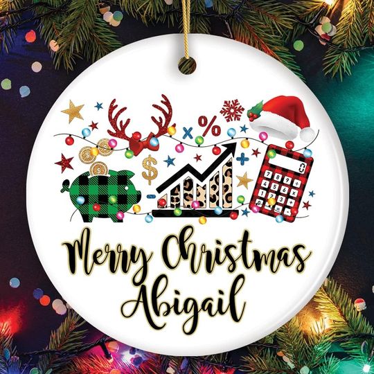 Discover Personalized Finance Professional Buffalo Plaid Christmas Ornament, Custom Accountant and Financial Advisor Gift