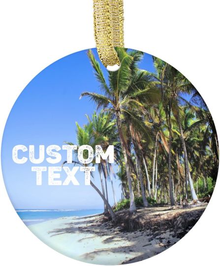 Customized Round Hanging Ornament Christmas Tree Travel - Punta Cana Beach Dominican Republic - Xmas Holiday Ornaments Decorations Custom Personalized