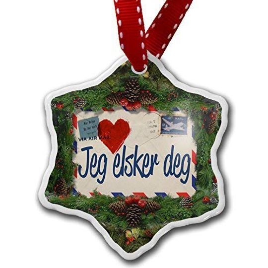 Christmas Craft Tree Decorations I Love You Norwegian Love Letter from Norway Christmas Ornament Custom Xmas Gift BH573645