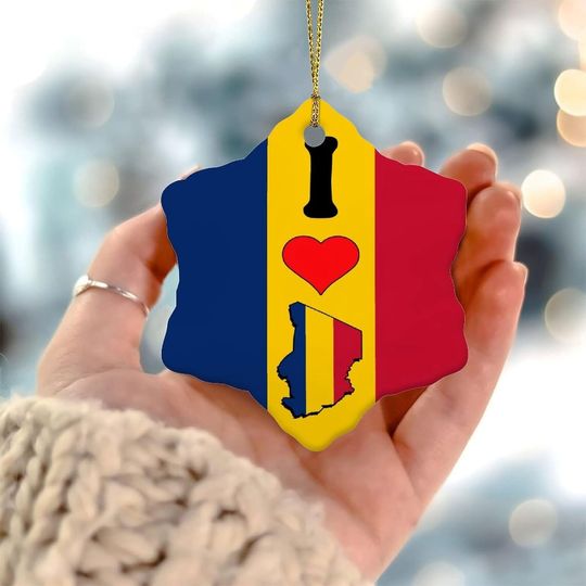 Discover I Love My Country' Chad Xmas Ornament International Bunting Banner Round Christmas Tree Ornament Ceramic Elegant Flag Sports Bar Party Events Christmas Bauble for Christmas Tree Decorations