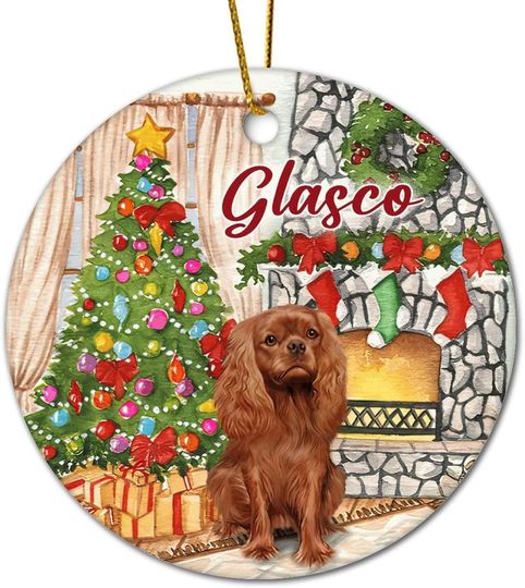 Discover Personalized Pet Ornament Cavalier Ruby Lover Custom Ornament with Name Pet Memorial Gift for Pet Owner Christmas Tree Decorations Holiday Xmas Party Decor 3" Ceramic Keepsake