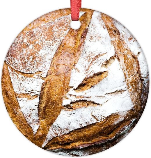 Sourdough Bread Christmas Decorations for Tree Funny Food Christmas Ornaments 2023 Bread Hanging Ornaments Holiday Memorial Christmas Keepsake New Year Gifts for Friends, 3 Inch