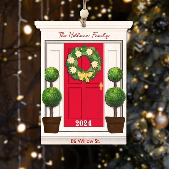 3D Personalized New Home Ornament 2024 with Your Address and Names, 2-Layers Wooden Housewarming Gifts for Couple, New Home Owners Gift Ideas for New House, First Christmas in New Home Ornament 2024