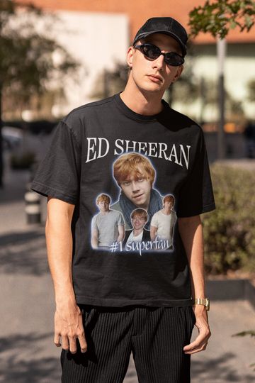 Discover Ed Shee Number One Superfan Tshirt,Funny Ed Shee Fan tshirt,Rupert Grint Funny Meme,Ginger Celebrity satirik Unisex Tshirt