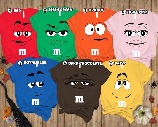 M and M Faces Halloween Costume Shirt, M M Face  Matching Halloween Costume, Family Halloween Costumes, Candy Group Matching Shirts