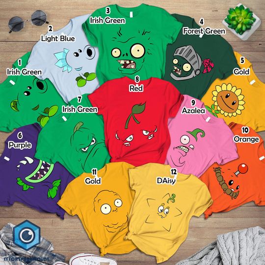 Discover Plant And Zombies Halloween Matching Shirts, Plant Vs Zombies Costume Shirt, Family Halloween Costume Shirt, Family Group Halloween Shirt