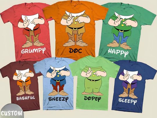 Seven Dwarfs Custome,Halloween Matching 7 Dwarf Group Shirt,7 Dwarfs Costume,Family Matching Shirt,7 Dwarf Costume Group Shirt,7 Dwarf Shirt