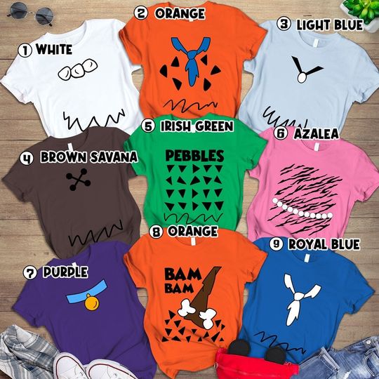 The Flinstones Family Costume | The Flinstones T Shirts, The Flinstones Group Halloween Shirts | Halloween Party | Family Matching Outfits