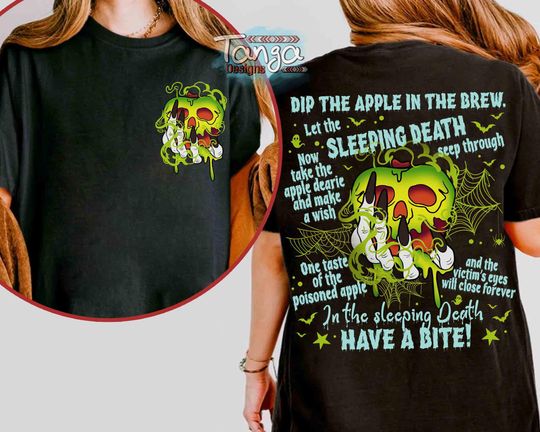 Two-Sided Disney Poison Apple Shirts, Disney Villains Evil Queen Tee, Snow White and the Seven Dwarfs Halloween Tee, Disneyland Family Trip