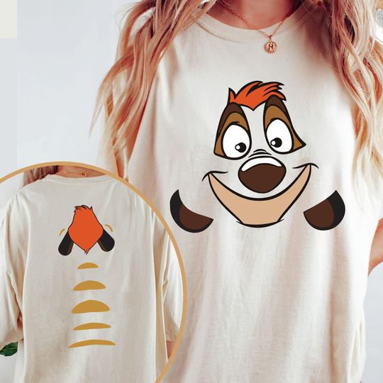Two Sided The Lion King Timon Costume Comfort Colors Shirt, Timon Front and Back Portrait T-shirt, Timon Big Face, Disney Halloween Party