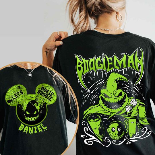 Custom Two Sided Mickey Ears Boogieman Lock Shock Barrel Let's Oogie Boogie Comfort Colors Shirt, Disney Halloween Tee, Oogie Boogie Bash