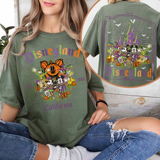 Discover Vintage 2 Sided Mickey And Friends Shirt, Disneyland California 1955 T-shirt, Halloween Party Tee, Disneyland Family Matching Trip 2024