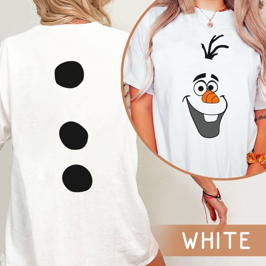Discover Two Sided Frozen Olaf Costume Comfort Colors Shirt, Cute Olaf Snowman Tee, Olaf Big Face, Disney Halloween Gift, Mickey's Not So Scary Party
