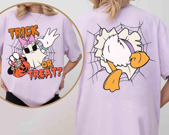 Discover Disney Daisy Duck Costume Ghost Trick Or Treat Halloween Shirt, Mickey's Not So Scary Party Tee, Disneyland Family Vacation Holiday Gift