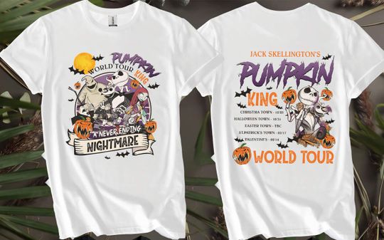 Discover 2-Sided Jack Skellington Pumpkin Halloween Custom T-Shirts for Men, Women, and Kids