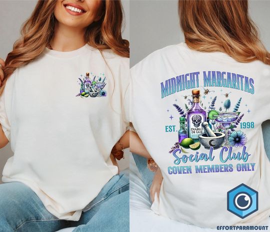 Midnight Margaritas Shirt Gift For Witchy Women, Halloween Party Tee, Spooky Tshirt, Witchy Clothing, Witchy Shirt Gift, Tequila Shirt