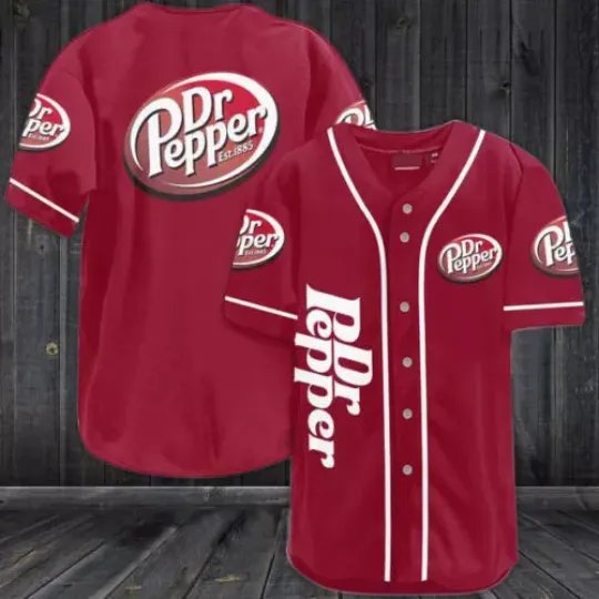 Red Dr. Pepper Baseball Jersey, Drink Jersey Shirt, Gift For Friend Shirt
