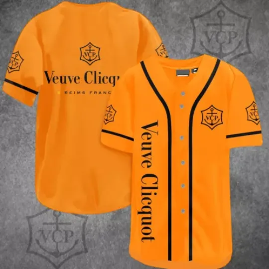 Discover Orange Vueve Clicquot Champagne Baseball Jersey, Champagne Lover Jersey Shirt