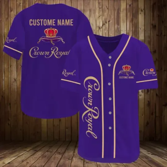Discover Personalized Crown Royal Baseball Jersey Shirt, Whisky Lover Jersey, Dad Gift