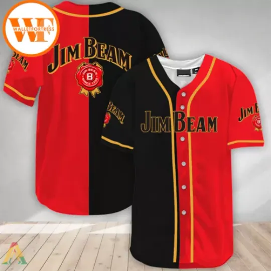 Personalized Split Jim Beam Baseball Jersey, Whiskey Lover Jersey Shirt