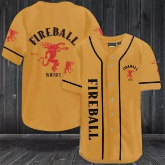 Yellow Fireball Whiskey Baseball Shirt, Love Beer Baseball Jersey Shirt