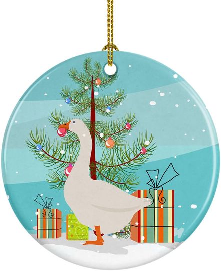 Discover Caroline's Treasures Embden Goose Christmas Ceramic Ornament, Teal Christmas Tree Hanging Decorations for Home Christmas Holiday, Party, Gift, 3 in, Multicolor