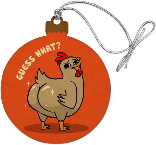 Discover GRAPHICS & MORE Guess What Chicken Butt Funny Wood Christmas Tree Holiday Ornament