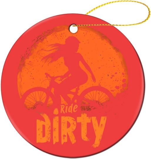 Discover Ride Dirty Christmas Tree Ornaments Round Ceramic Pendant Xmas Hanging for Party Holiday Decor 1 Pcs