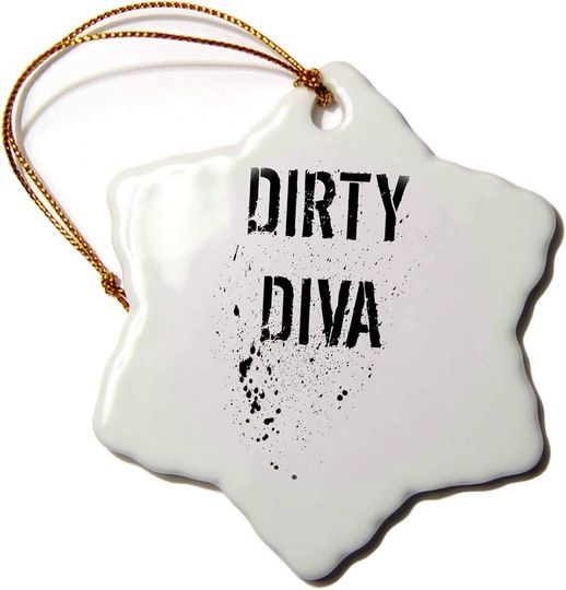 Discover 3 inch Snowflake Porcelain Ornament - Dirty Diva - Fun Offroad Quote Illustrations