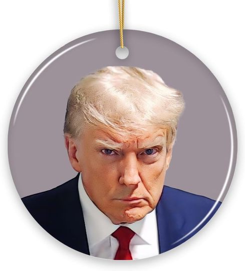 Discover Donald Trump Mugshot Mean Muggin Ornament, Funny Christmas Decoration