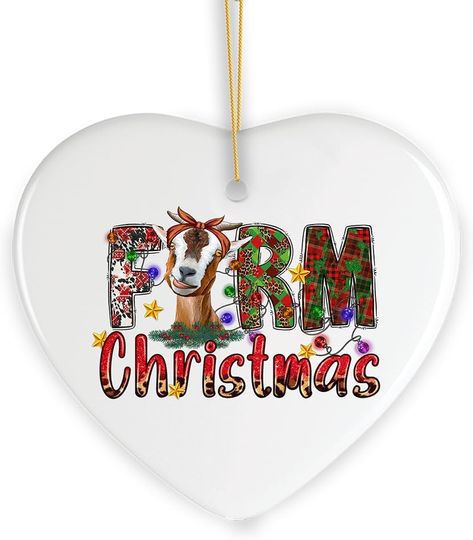 Discover Fun and Festive Farm Christmas Ornament with Goat and Plaids