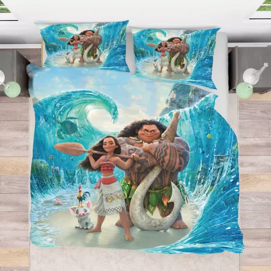Discover Disney Moana Movie Theme Quilt Duvet Cover Set Soft King Bedspread Children