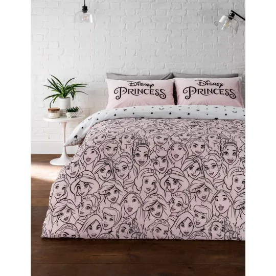 Discover Pink Disney Princess Easy Care Reversible Duvet Cover Set Size King_225x220cm