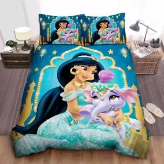 Discover Disney Princess Jasmine And Baby Elephant Quilt Duvet Cover Set Soft