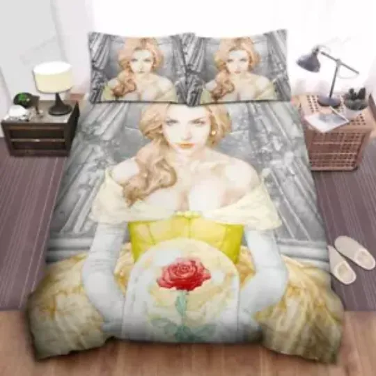 Discover Disney Princess Belle The Rose In Modern Drawing Quilt Duvet Cover Set