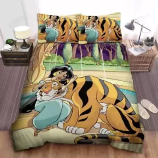 Discover Disney Princess Jasmine And Rajah Drawing Quilt Duvet Cover Set Doona Cover