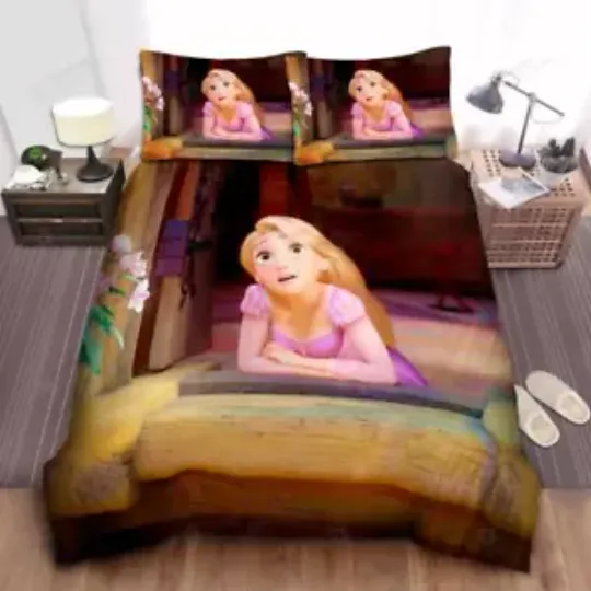 Discover Disney Princess Rapunzel Cute Day-dreaming Face Quilt Duvet Cover Set