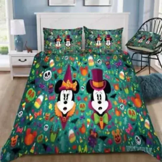 Discover Disney Mickey And Minnie Pattern Background Quilt Duvet Cover Set Pillowcase