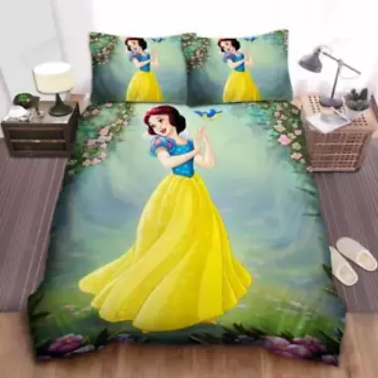 Discover Disney Princess Snow White A Bird In Flowers Garden Quilt Duvet Cover Set