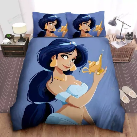 Discover Disney Princess Jasmine And The Lamp Illustration Quilt Duvet Cover Set Single