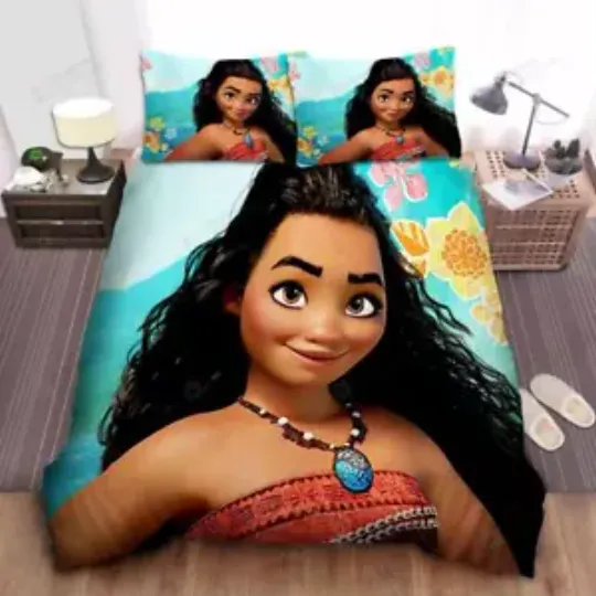 Discover Disney Princess Moana With Small Flowers Quilt Duvet Cover Set Queen Soft Single
