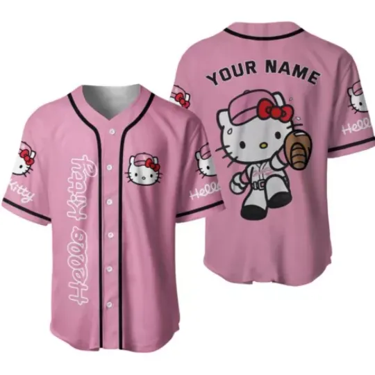 Hello Kitty Baseball Jersey, Custom Hello Kitty Fan Baseball Jersey Shirt